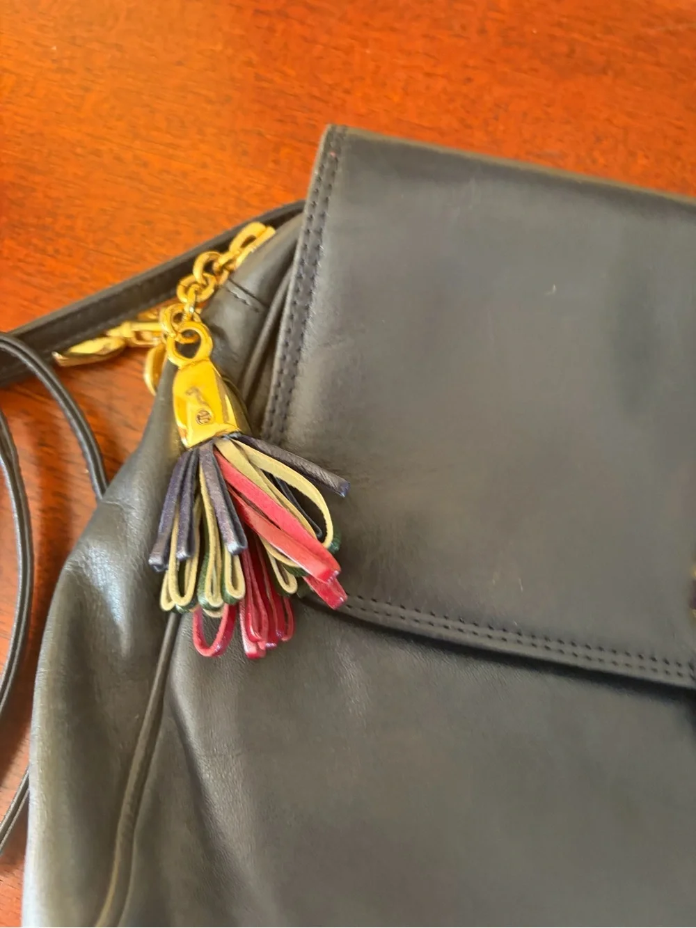 Valentino Orlandi Vintage Navy Leather Crossbody Witt Signature Hardware - Picture 5 of 14
